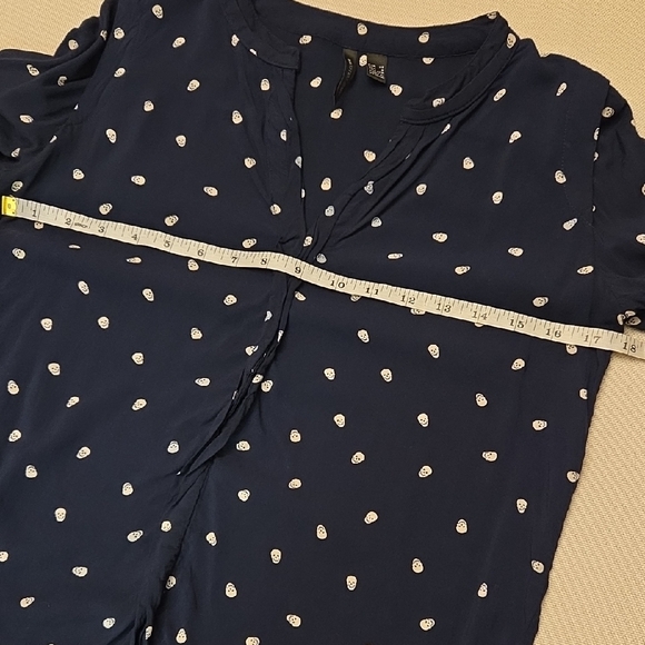 Navy Polka Dot Women's Blouse - Picture 9 of 12